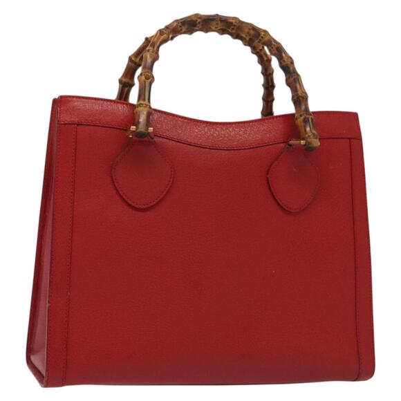 GUCCI Bamboo Hand Bag Leather Red Gold 002 2865 002 2865 - Picture 1 of 16